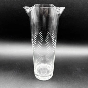 Vintage 1970s Javit Crystal Etched Glass 9-3/8" Doubled Spout Martini Pitcher - Picture 1 of 6