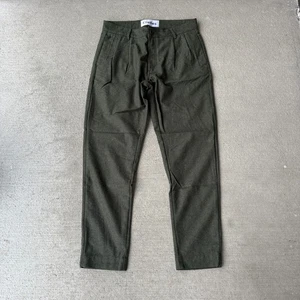 Études Mens Chino Pants Dark Green Wool Blend Pleated Lined Slash Pocket Size 48 - Picture 1 of 6