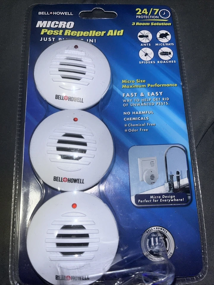 Bell & Howell Repelentes Ultrasónicos de Plagas Enchufables Paquete de 3 Repele Hormigas Ratones Foto 1 de 3
