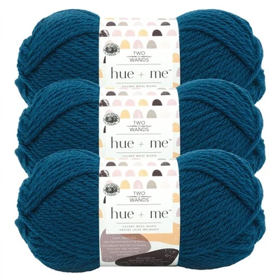 (3 Pack) Lion Brand Yarn 617-107AC Two of Wands: Hue + Me Bulky Yarn, Deep Sea - Image 1 of 4