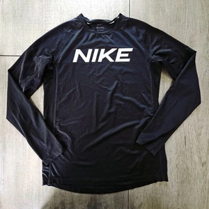 Nike Pro Dri-Fit Long Sleeve Black Shirt Boys Youth Large Baselayer Football - Picture 1 of 8