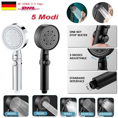 5Modi Hochdruck Turbo Duschkopf Handbrause Wassersparende Duschbrause Badezimmer - Bild 1 von 4