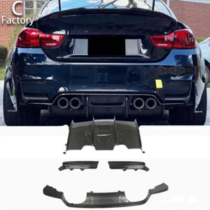 REAL CARBON Rear Bumper Diffuser Lip Body Kit Fits BMW F80 M3 F82 F83 M4 2014-19 - Picture 1 of 12