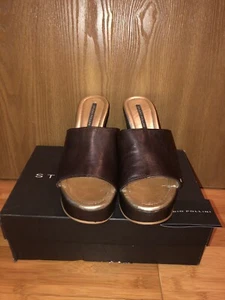 Studio Pollini Brown Wedge Mule Sandals Size 39.5 EU NEW! - Picture 1 of 8