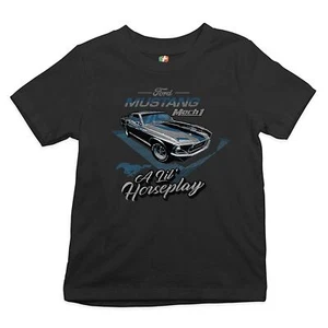 Ford Mustang Mach 1 A Lil' Horseplay Youth T-shirt Muscle Car Licensed Kids - Picture 1 of 26