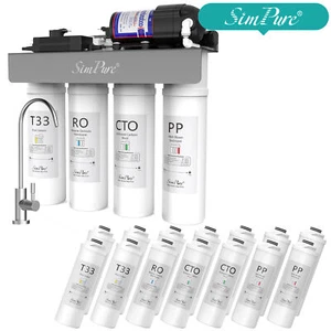 SimPure 400GPD 8 Stage UV Tankless Reverse Osmosis System+2-Year Water Filters - Picture 1 of 11