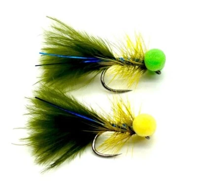 WORLD CLASS FLIES 6 x Short Tail Blue Flash Damsel Booby - Trout Fishing Flies