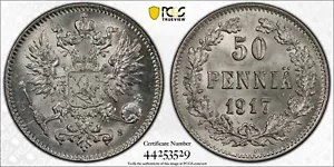 1917 Finland 50 Pennia, PCGS MS-66 - Picture 1 of 11