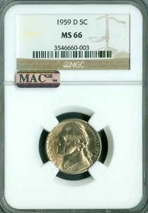 1959 D JEFFERSON NICKEL NGC MS66 MAC FINEST REGISTRY * - Picture 1 of 5