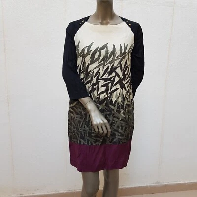 Elegant-farbenfrohes Kleid von Hoss Intropia, 40, weiß schwarz grün aubergine - Bild 1 von 4