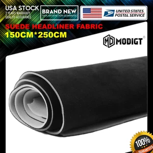US Black Suede Headliner Fabric 59''x98''Foam Backed for Car Inner Roof Repair - Picture 1 of 18