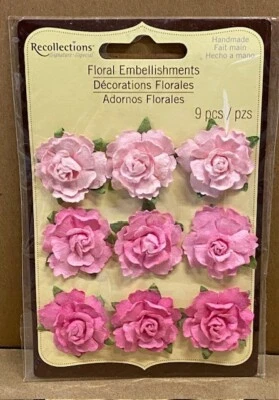 Recollections, Floral Embellishments, Paper Flowers, 9 Pieces, 1" - Image 1 of 4