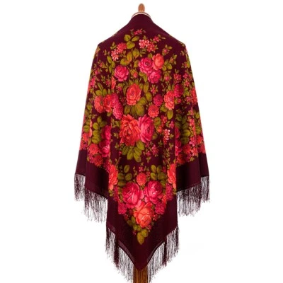 Pawlow Posad/Pavlovo Posad Schal-Tuch Folklore 146x146 Wolle 1458-7