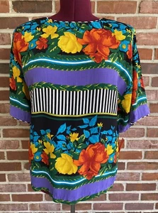 Vintage Karen Kane Multicolored Floral Blouse 12 New with Tags, Career or Resort - Bild 1 von 4