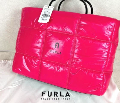 FURLA возможность сумка с короткими ручками выстеганная нейлона красный A4 размер большой наплечная сумка - Изображение 1 из 4