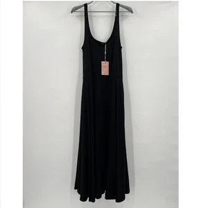 Quince Women’s Black Tencel Jersey Fit & Flare Dress sz S NWT Sleeveless Midi - Picture 1 of 5