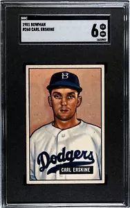 SGC 6 - 1951 Bowman #260 Carl Erskine RC Brooklyn Dodgers - Imagen 1 de 2