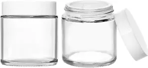 4 OZ Small Glass Jars with White Lids, 2 Pack round Clear Glass Jars with Inner - Picture 1 of 12