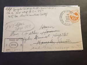 APO 77 LEYTE, PHILIPPINES 1944 Censored WWII Army Cover 305th Infantry KANEOHE - Picture 1 of 2