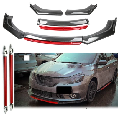 Front Bumper Lips Splitter Spoiler Body Carbon Fiber Rods For Infiniti Q70 Q70L Foto 1 de 4