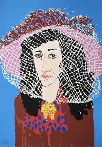 ARON KRICH Lady w Hat SERIGRAPH MAYDAY POEMS FROM VENICE signed 1974 - Picture 1 of 4