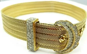 Gargantilla con hebilla de estrás de malla de corona trifari, pulsera envolvente 13 pulgadas firmada - Imagen 1 de 10