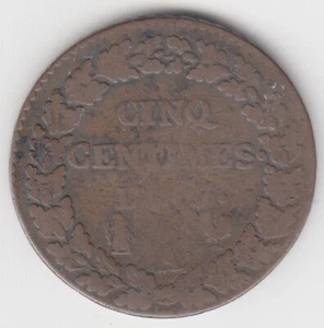 FRANCE REVOLUTIONARY L'AN 7 - 1798 A CINQ 5 CENTIMES COPPER KM# 640 - Picture 1 of 5