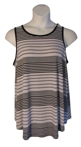 Torrid 2 2X Black White Stripe Tank Top Stretch - Picture 1 of 3