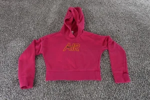 Nike Hoodie Youth Girls Small Pink Air Cropped Pullover Sweatshirt Embroidered - Picture 1 of 10