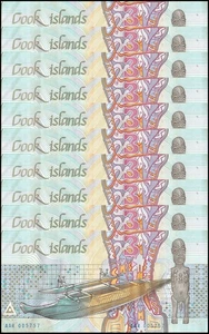 Cook Islands 3 Dollars, 1987 ND, P-3a, UNC Stains X 10 PCS - Picture 1 of 2