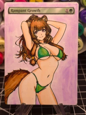 RAMPANT GROWTH - MTG *Altered Hand Colored Original Art Anime -  11-13-25 - Image 1 of 4