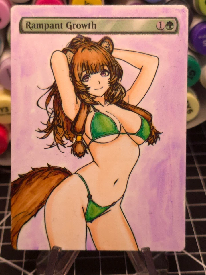 RAMPANT GROWTH - MTG *Altered Hand Colored Original Art Anime -  11-13-25 - Image 1 of 4