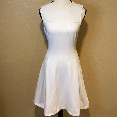 Theory White Tank Dress with Stitching Details and Pleats, Size 2, Fit and Flare - Image 1 of 4