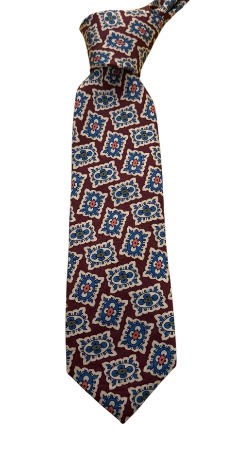 Corbata de seda para hombre Charles Tyrwhitt marrón y azul patrón Jermyn Street LONDRES Foto 1 de 4