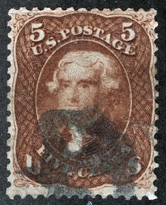 US Sc 75 Red Brown 5¢ 1861 Black Cork Cancel Reperforated-Repaired - Picture 1 of 1
