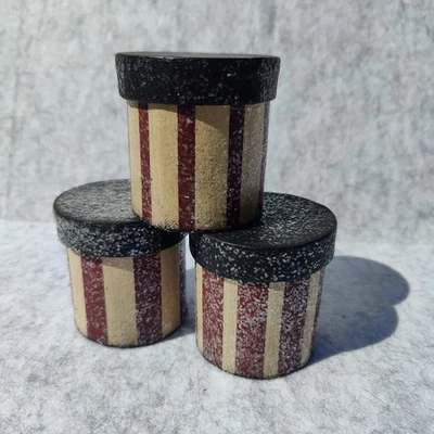 Set of 3 Small Honey & Me Storage Boxes Striped Red, Off White, Black w/ Glitter - Image 1 of 4