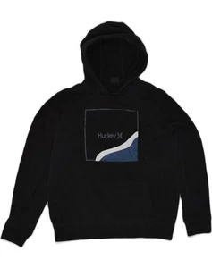 HURLEY Mens Graphic Hoodie Jumper Medium Navy Blue Cotton VS10 - Picture 1 of 4