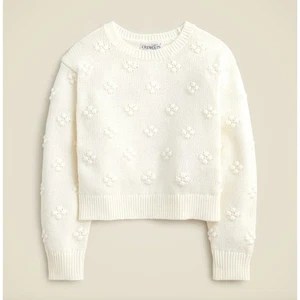J.Crew Girls Bobble Sweater Pullover Cotton Ivory Crewneck Pullover XS 4-5 NWT - Picture 1 of 9