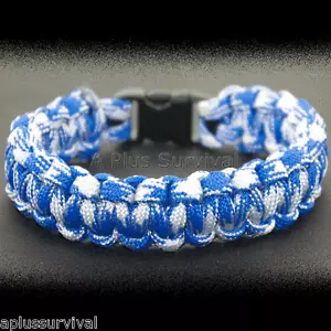 Pulsera de supervivencia camuflaje azul y blanco de las Montañas Rocosas - hecha en EE. UU. - Imagen 1 de 2