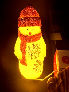 Martha Stewart FIGURAL SNOWMAN Flameless LED  CANDLE Red Scarf & Hat NIB - Picture 1 of 8