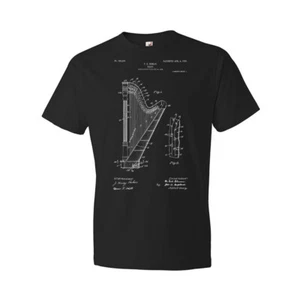 Harfe Patent Shirt Musiker Geschenke Lehrer Geschenke Musik T-Shirts Geschenke für Sie - Bild 1 von 11