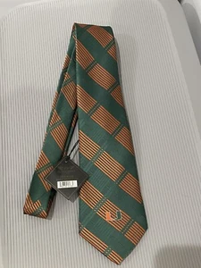 NWT Miami Hurricanes Men Necktie University College Logo Plaid Green Neck Tie - Picture 1 of 12