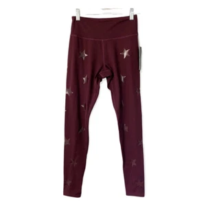 Jessica Simpson The Warm Up Star Print Leggings Size Small Nwt Burgundy - Picture 1 of 8