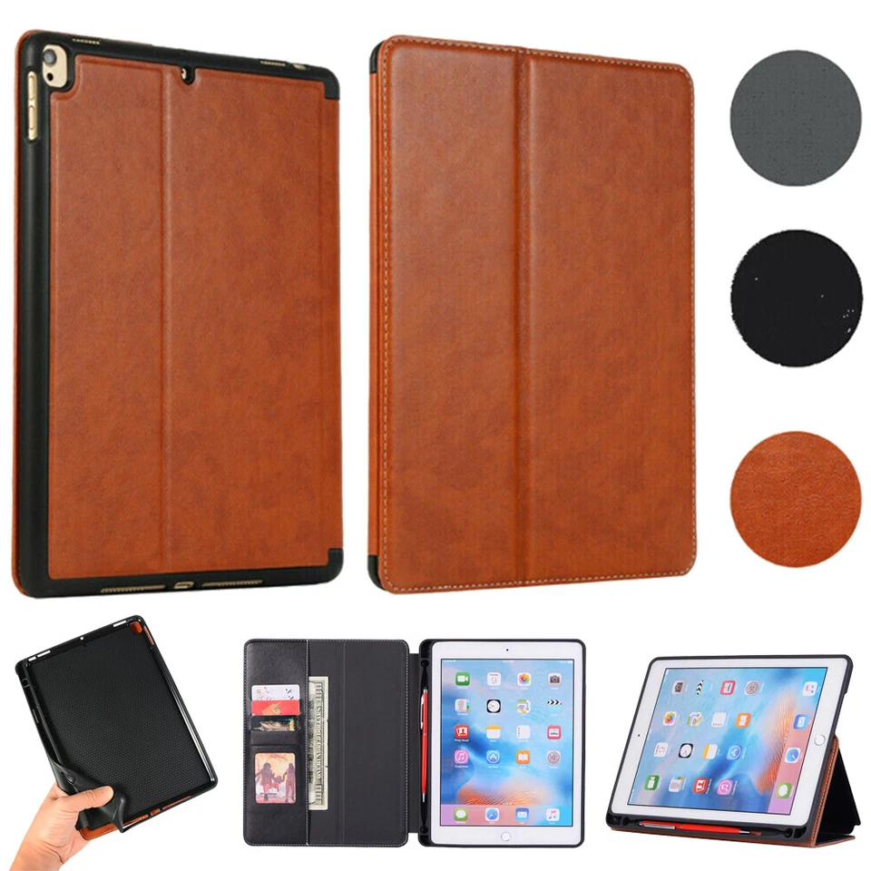 PU Leather Card Wallet Stand For iPad 9th 8th 7th Generation Air Pro Case Cover - Image 1 of 4