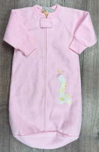 Baby Girl Clothes New Vintage Carter's 0-9 Month Pink Giraffe Fleece Sleep Bag - Picture 1 of 3