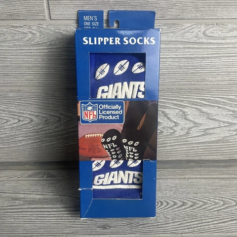 Team NFL New York Giants Traction Sole Slipper Socks Men's One Size Fits All Cover