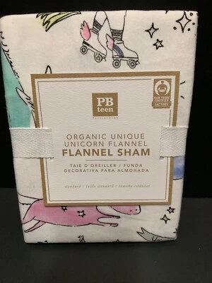 Pottery Barn Adolescente ÚNICO UNICORNIO Orgánico Estándar SHAM CAMA Dormitorio Infantil NUEVO Foto 1 de 2