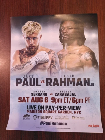 Jake Paul vs Hasim Rahman Jr. 18x24 Promotional Poster Cover