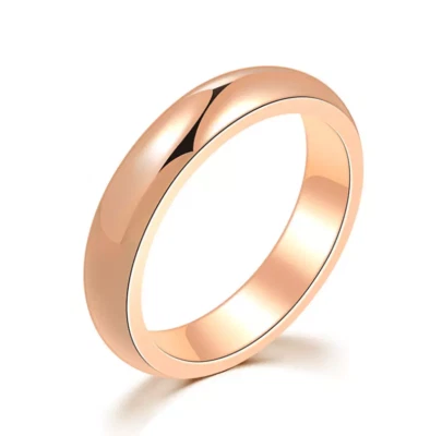 Alianza de anillo de boda de acero inoxidable enchapado en oro plateado de 4 mm para hombres y mujeres talla R60 Foto 1 de 3