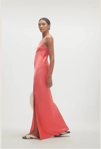 Naked Cashmere Ingrid 100% Silk Maxi Dress X-Small Watermelon Charmeuse $260 - Picture 1 of 11